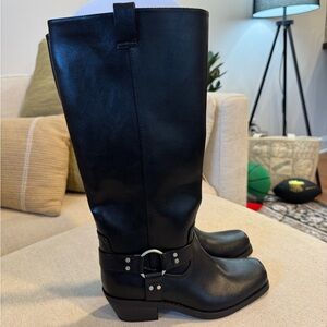 Universal Thread Women's Tall Harness Moto Oakley Boots, Black, NWT